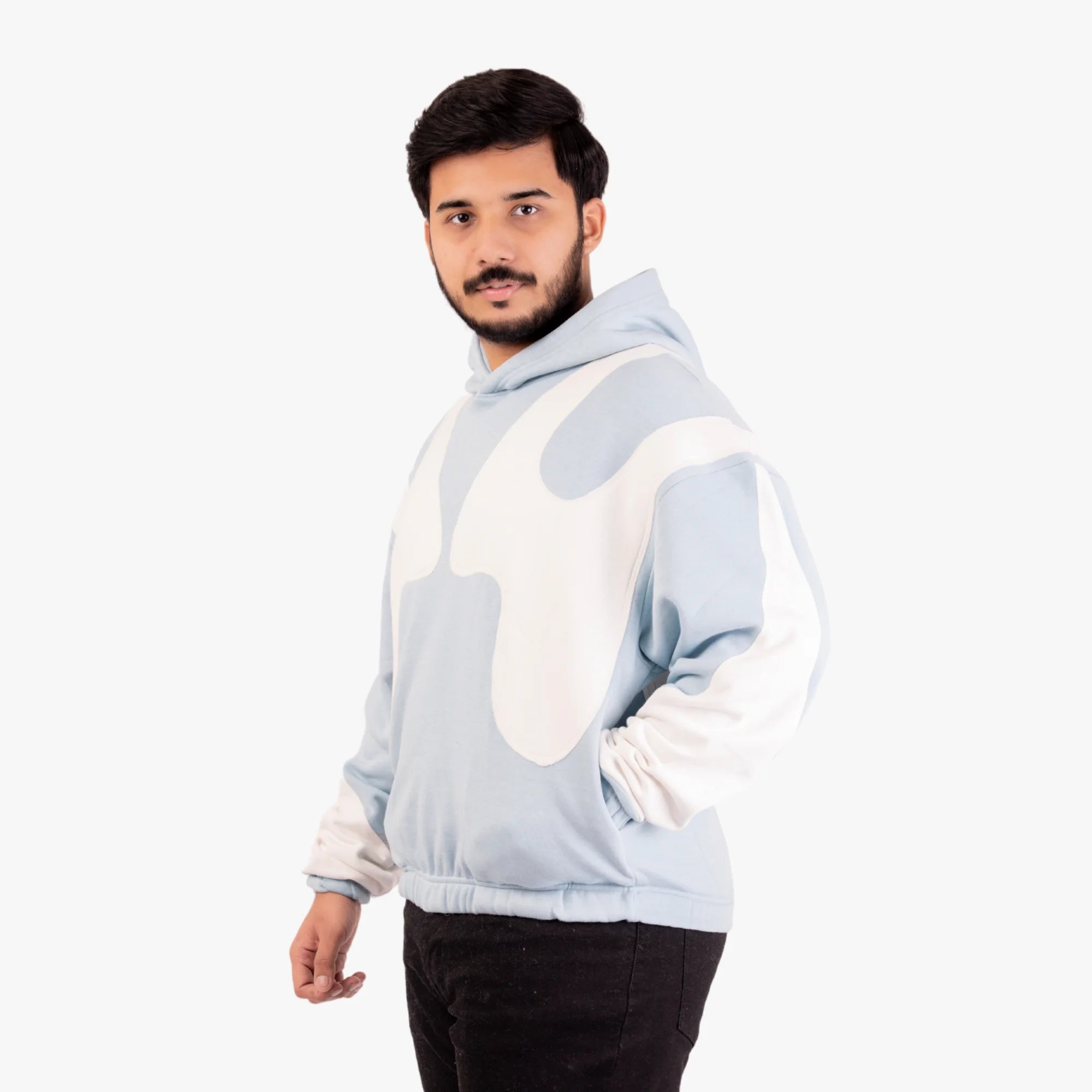 Skyline Flow Hoodie - Minimalist Abstract Streetwear in Blue
