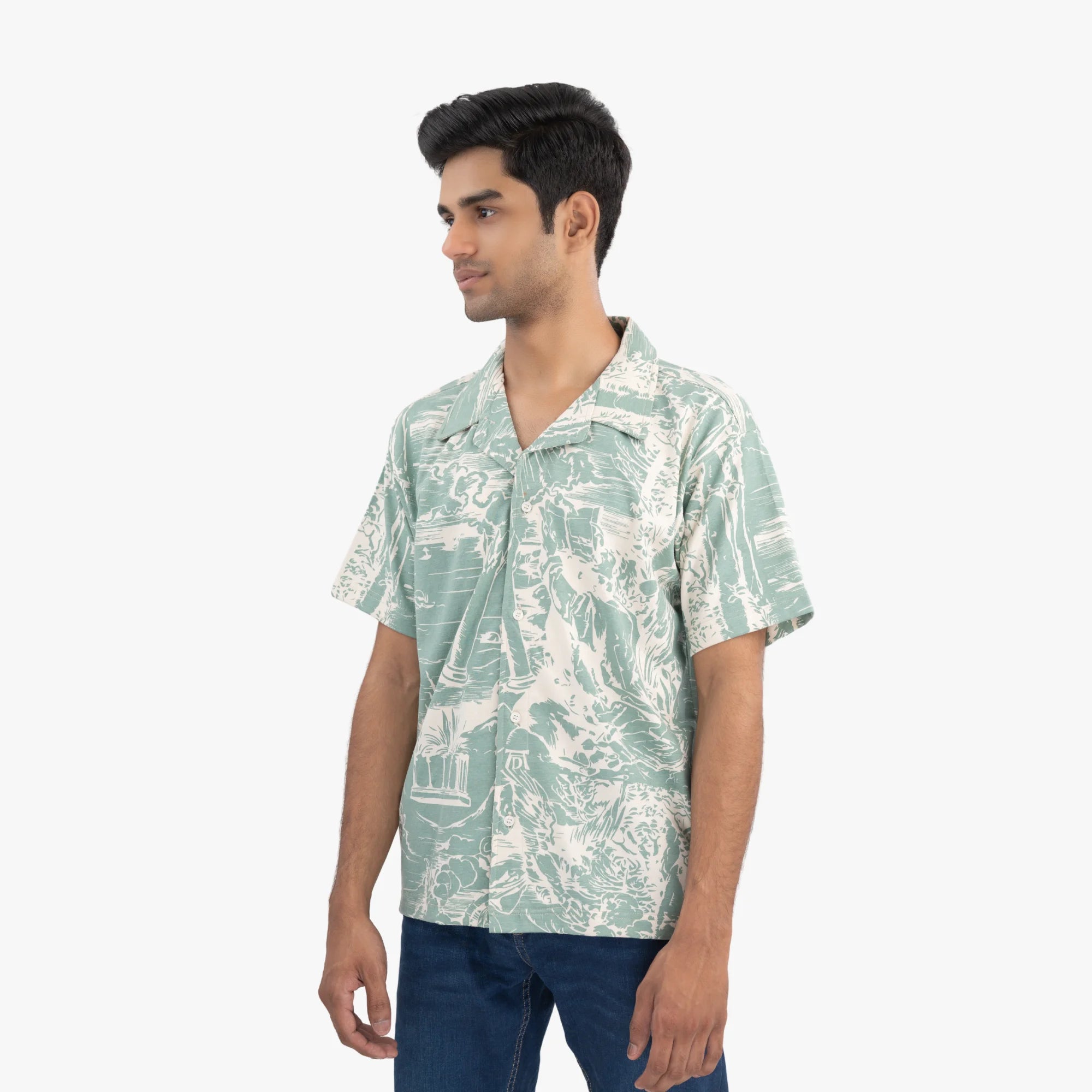 AG-0020 (UNISEX) Green Printed Shirt