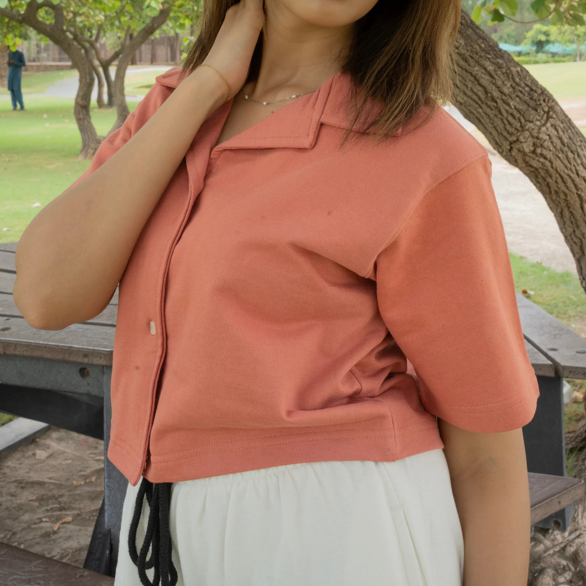 Sandy orange Button Down | Top