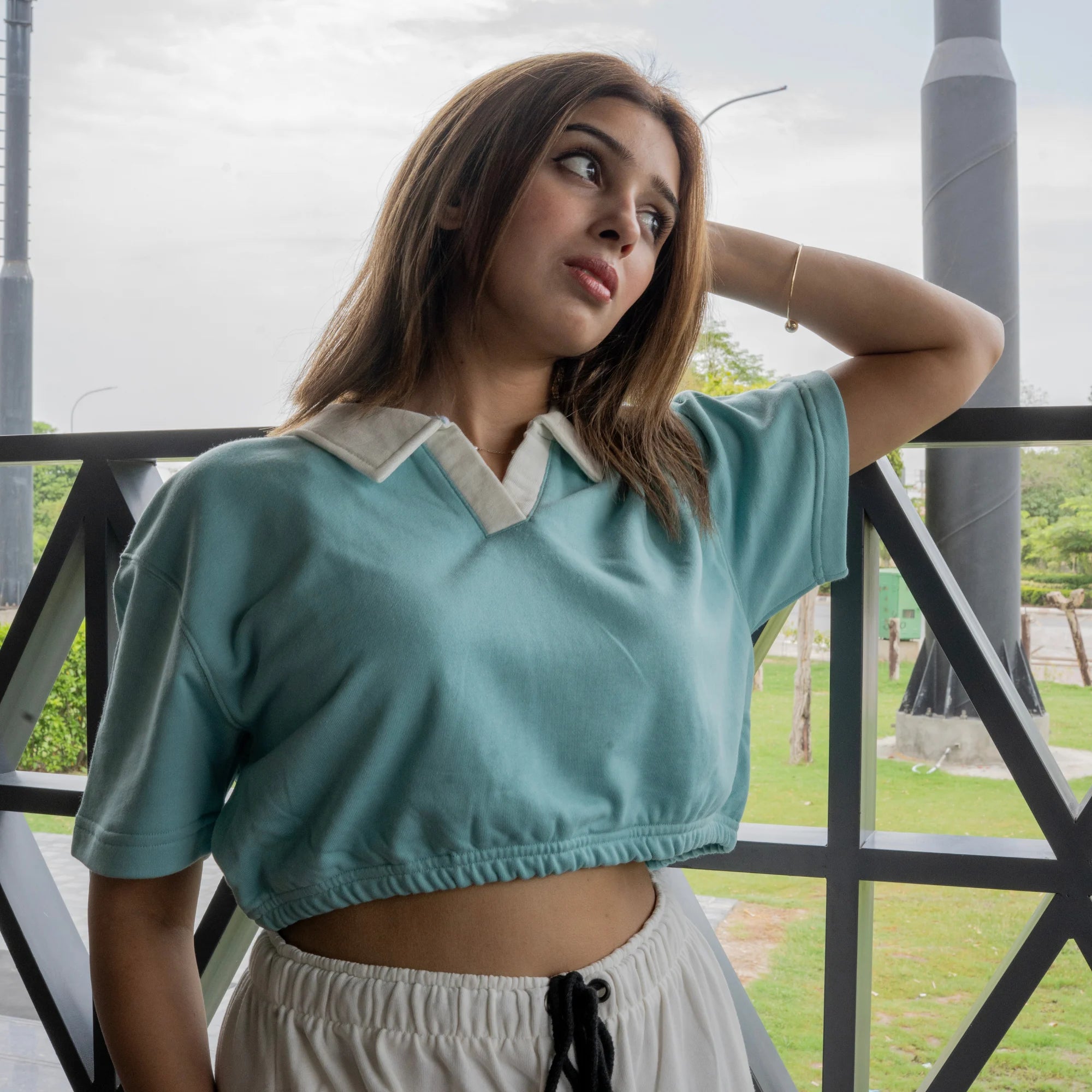 Mint Blue | Collar Top